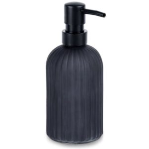 Dozownik do Mydła VILDE 400 ml Szklany Czarny Mat Ryflowany z Blokadą