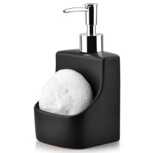 Dozownik do Naczyń Ceramiczny VILDE 400 ml z Gąbką i Kieszenią, Czarny Mat