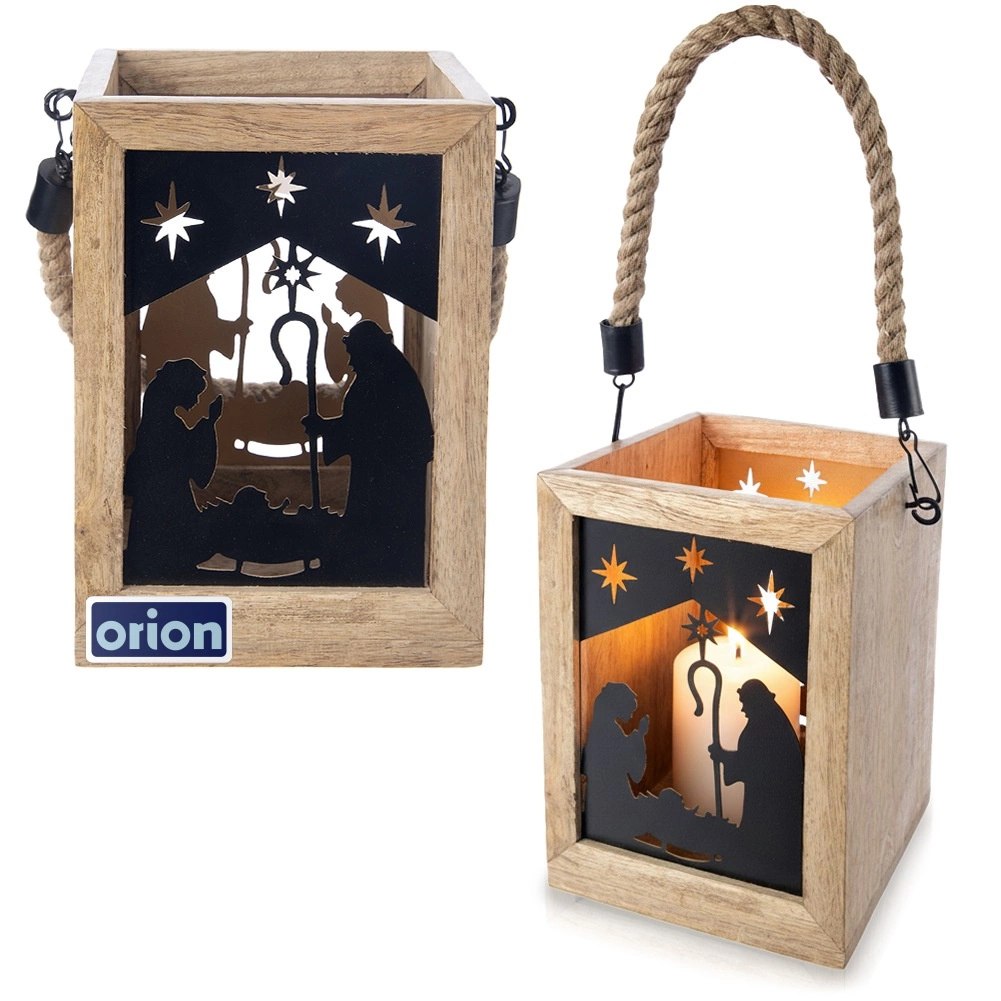 Drewniany Lampion Szopka Święta Rodzina Drewno Mango Loft ORION Adwent - obrazek 8