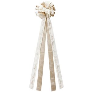 Duża Kokarda Zwieńczenie Choinki 130 cm Merry Christmas Kremowa