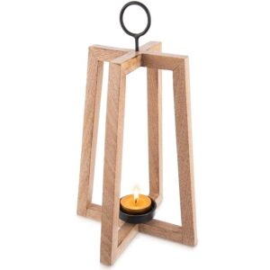 Duży Świecznik Drewno Mango 44 cm Lampion Boho z Metalem ORION Loft
