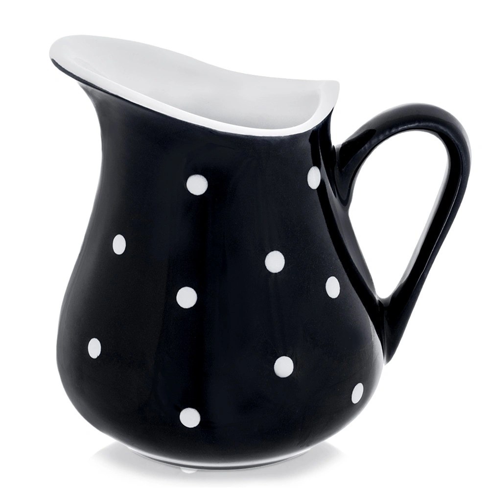 Dzbanek Ceramiczny 480 ml Czarny w Groszki Dots Mlecznik Sosjerka