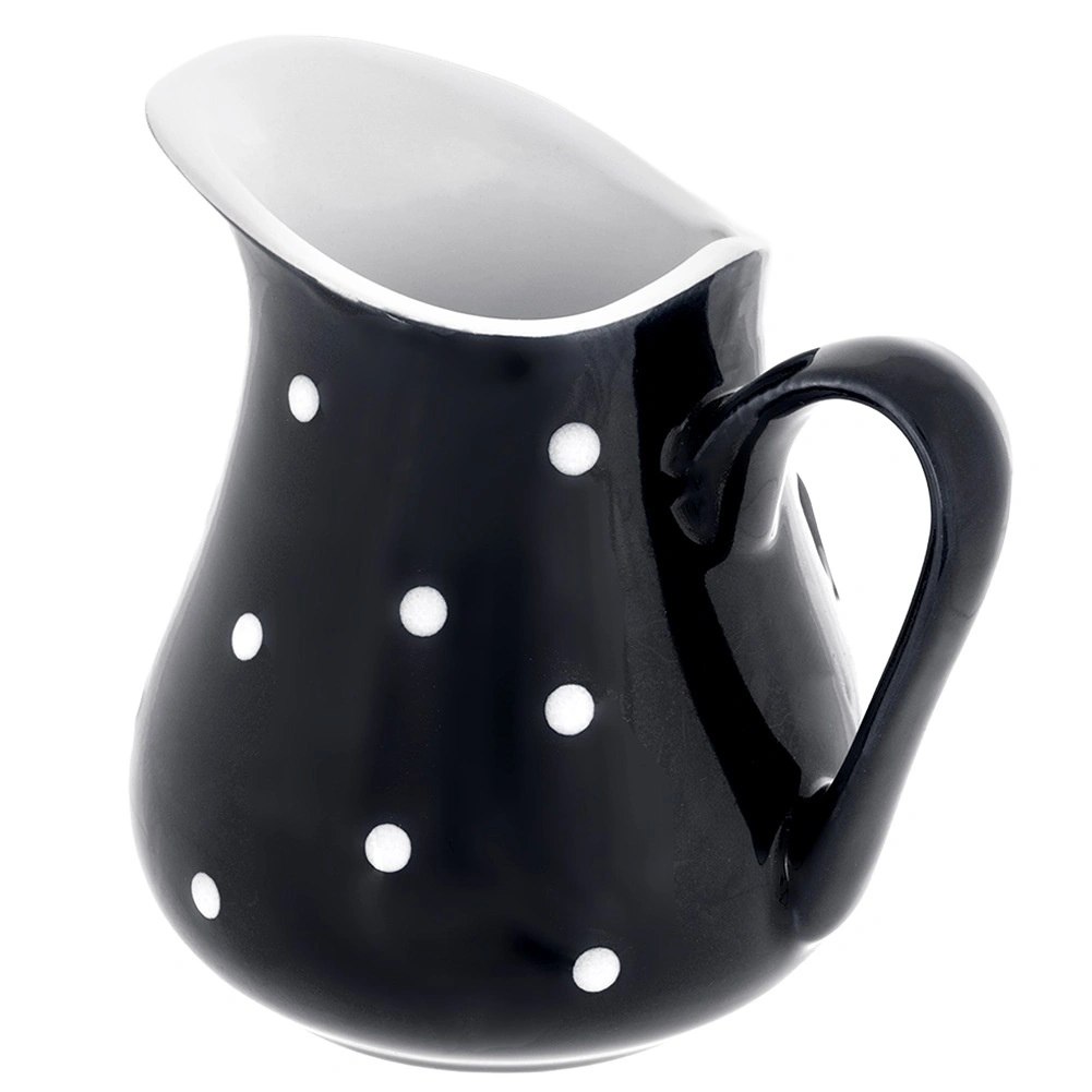 Dzbanek Ceramiczny 480 ml Czarny w Groszki Dots Mlecznik Sosjerka - obrazek 3