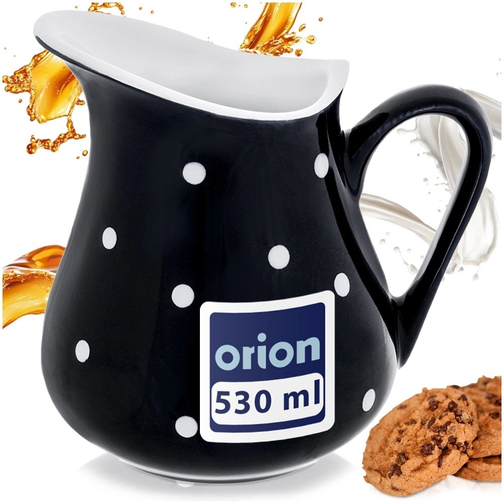 Dzbanek Ceramiczny 480 ml Czarny w Groszki Dots Mlecznik Sosjerka - obrazek 5