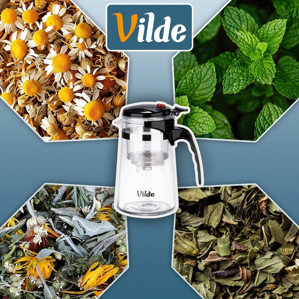 Dzbanek Szklany VILDE Zaparzacz 680 ml System Spustowy Herbaty Ziół - obrazek 6