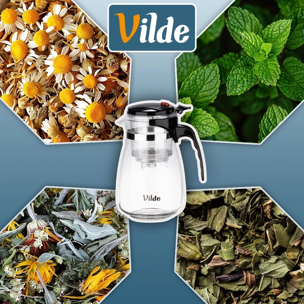Dzbanek Szklany VILDE Zaparzacz 960 ml System Spustowy Gorące Zimne - obrazek 6