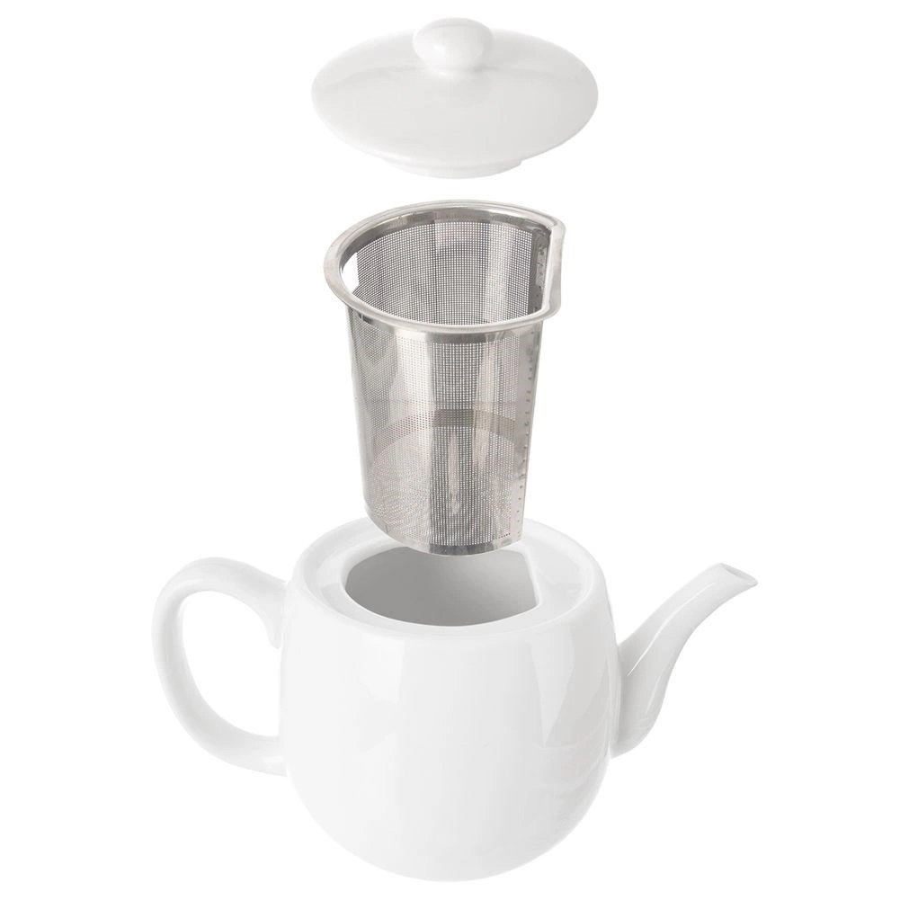Dzbanek z Zaparzaczem do Herbaty Porcelanowy Biały Mona 700 ml - obrazek 3