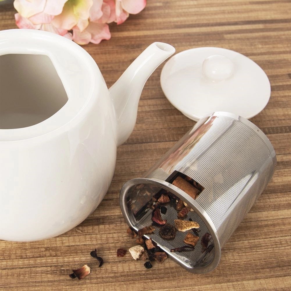 Dzbanek z Zaparzaczem do Herbaty Porcelanowy Biały Mona 700 ml - obrazek 4