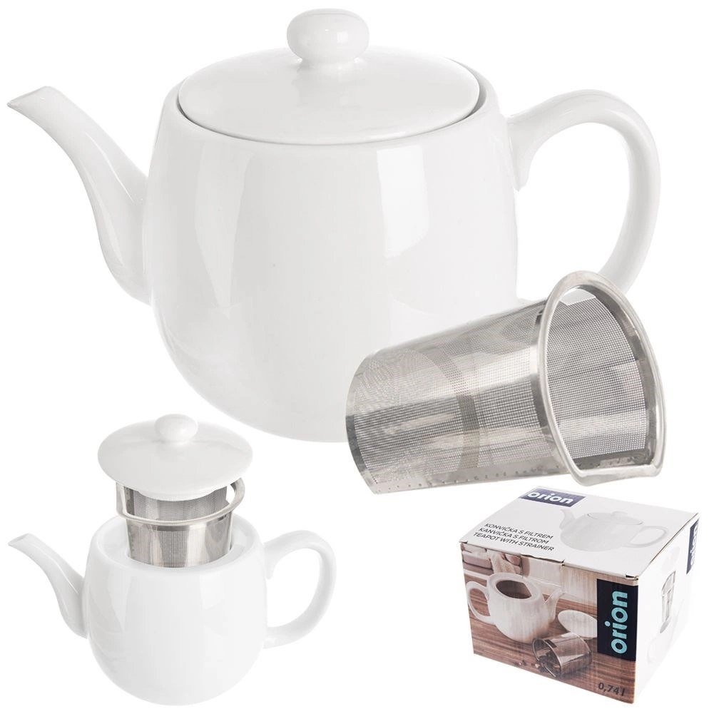 Dzbanek z Zaparzaczem do Herbaty Porcelanowy Biały Mona 700 ml - obrazek 8