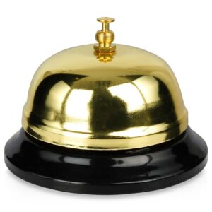 Dzwonek Stołowy VILDE 8,5 x 6 cm Metalowy Złoty z Czarną Podstawą