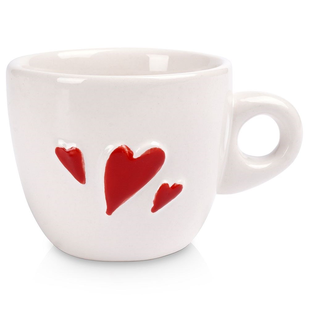 Filiżanka do Espresso 80 ml ORION Serce Ceramiczna Biała z Serduszkami
