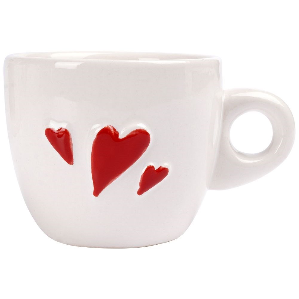 Filiżanka do Espresso 80 ml ORION Serce Ceramiczna Biała z Serduszkami - obrazek 3