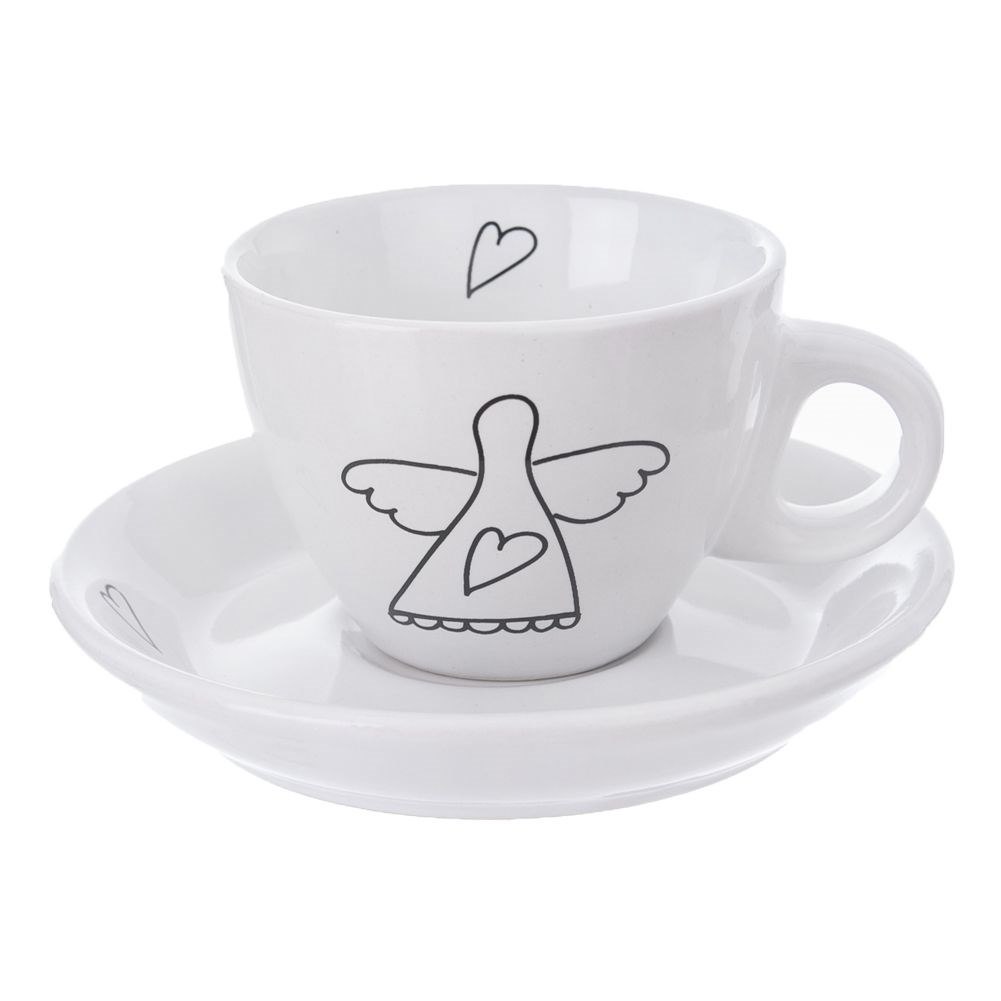Filiżanka ze Spodkiem Ceramiczna Biała do Espresso ORION 90 ml 2 szt. - obrazek 2