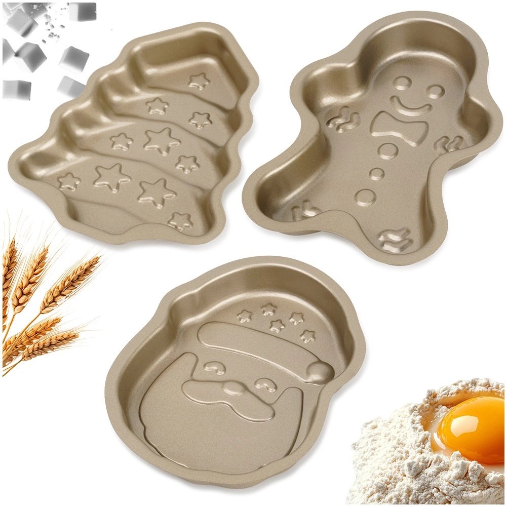 Foremki do Pieczenia Zestaw 3 szt. Stal PTFE LA CUCINA Mikołaj Choinka - obrazek 5