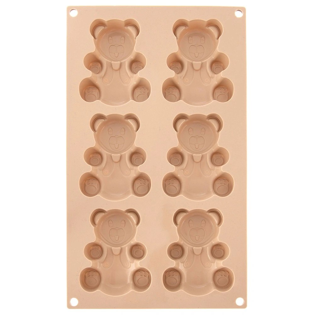 Forma Silikonowa Misie na 6 Babeczek Beżowa ORION 30 cm do Pieczenia