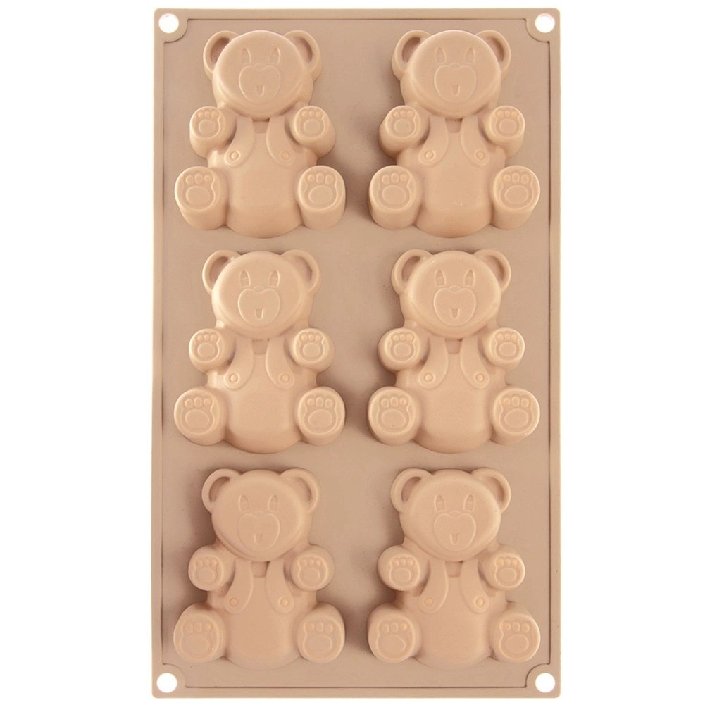 Forma Silikonowa Misie na 6 Babeczek Beżowa ORION 30 cm do Pieczenia - obrazek 3