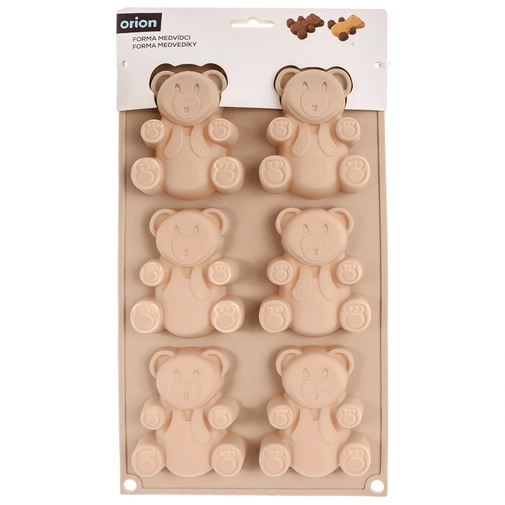 Forma Silikonowa Misie na 6 Babeczek Beżowa ORION 30 cm do Pieczenia - obrazek 7