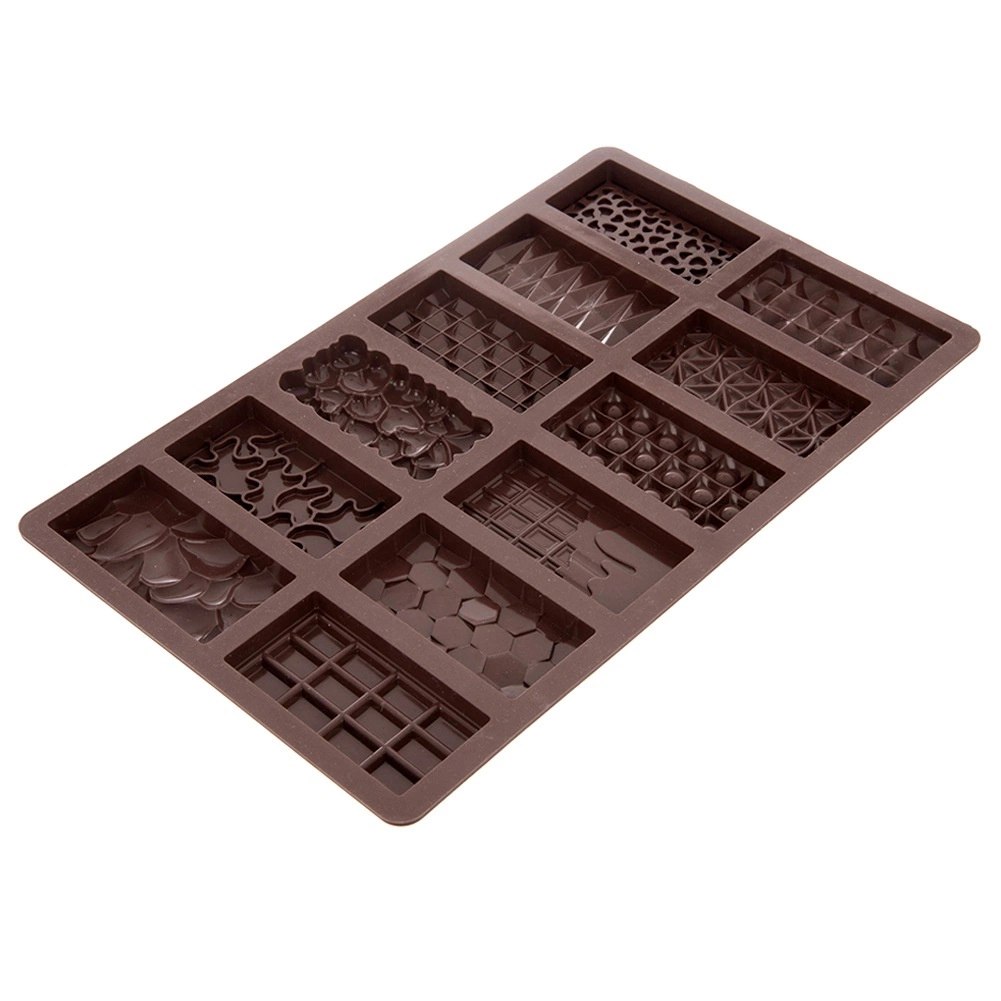 Forma Silikonowa do Czekolady 12 Mini Tabliczek Różne Wzory ORION - obrazek 4