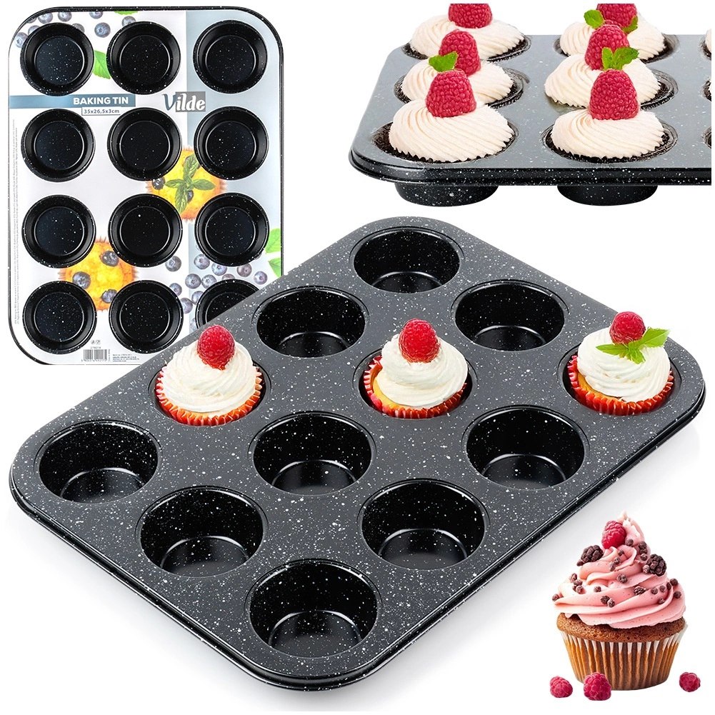Forma do Muffinek VILDE Granitowa Nieprzywierająca na 12 szt. 35 x 26,5 cm - obrazek 8