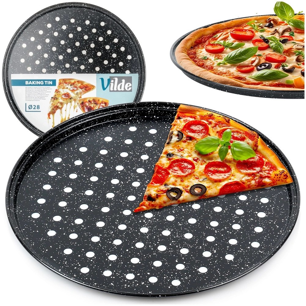 Forma do Pizzy VILDE Granitowa Perforowana Dno 28 cm Chrupiący Spód - obrazek 8