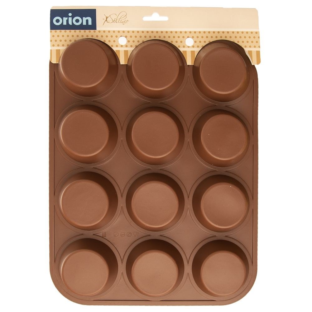 Forma do 12 Muffinek Babeczek Silikonowa Brązowa Solidna ORION 32,5 x 25 cm - obrazek 4
