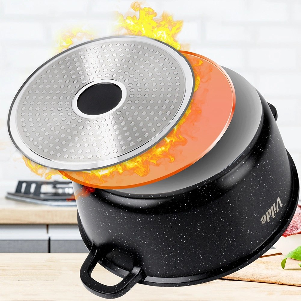 Garnek Granitowy 4,0 L 24 cm Pokrywka Aroma Dozownik Silikon VILDE - obrazek 6
