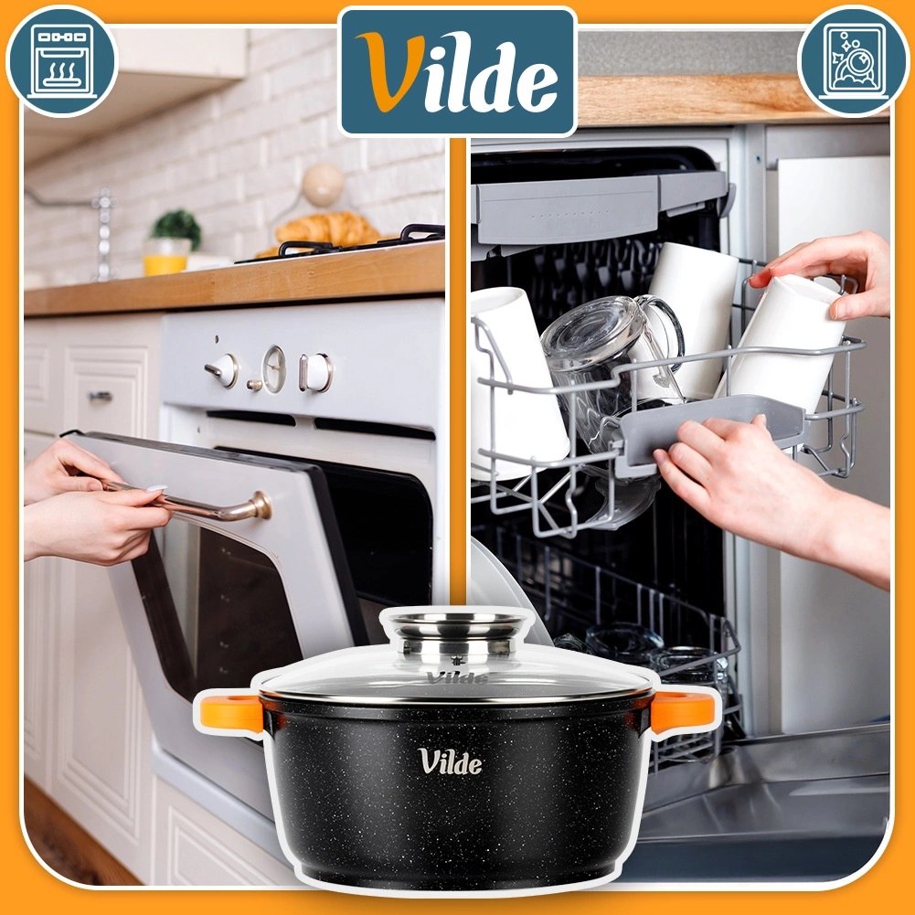 Garnek Granitowy 4,0 L 24 cm Pokrywka Aroma Dozownik Silikon VILDE - obrazek 8