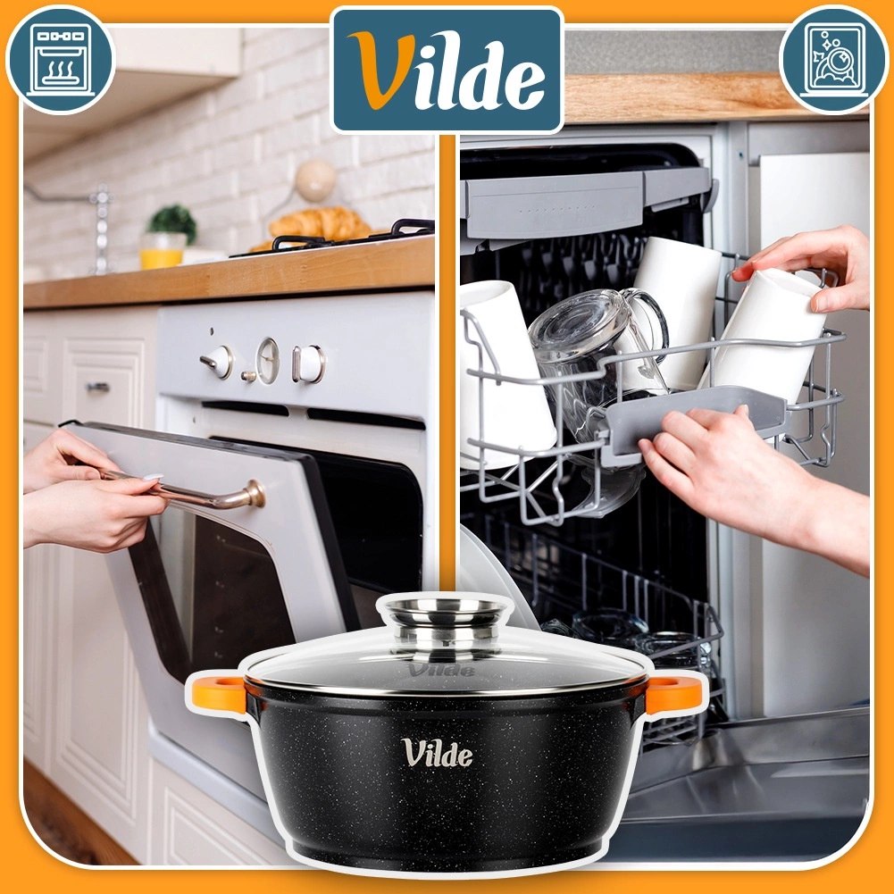 Garnek Granitowy 5,8 L 28 cm Pokrywka Aroma Dozownik Silikon VILDE - obrazek 8