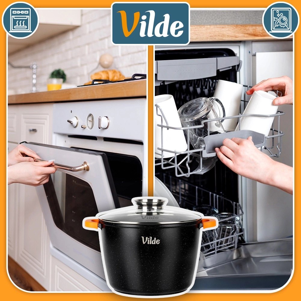 Garnek Granitowy 9,7 L 28 cm Pokrywka Aroma Dozownik Silikon VILDE - obrazek 8