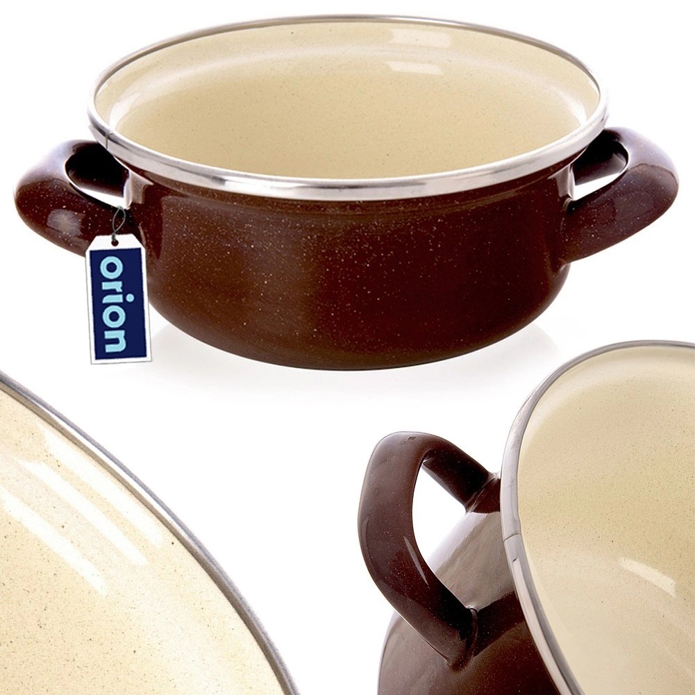 Garnek Emaliowany 600 ml ORION BROWN Retro 14 cm Indukcja Zmywarka - obrazek 7