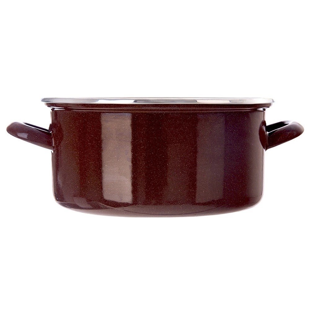 Garnek Emaliowany 4 L ORION BROWN Retro Średnica 24 cm Indukcja - obrazek 3