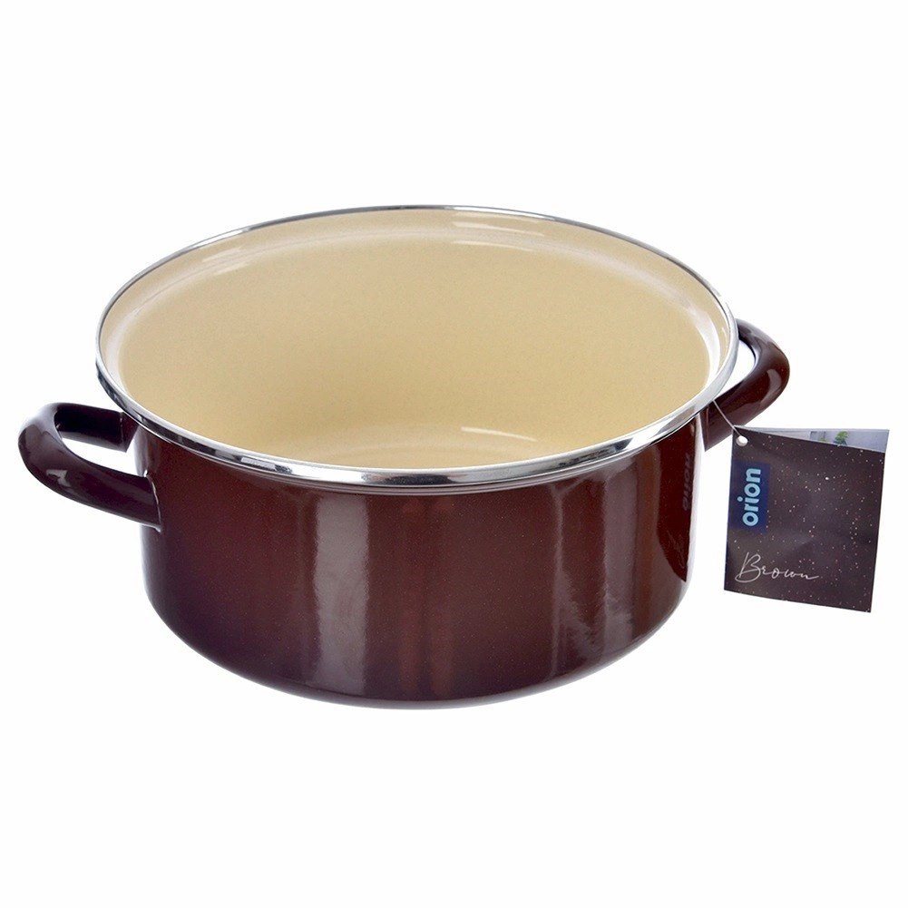 Garnek Emaliowany 4 L ORION BROWN Retro Średnica 24 cm Indukcja - obrazek 6