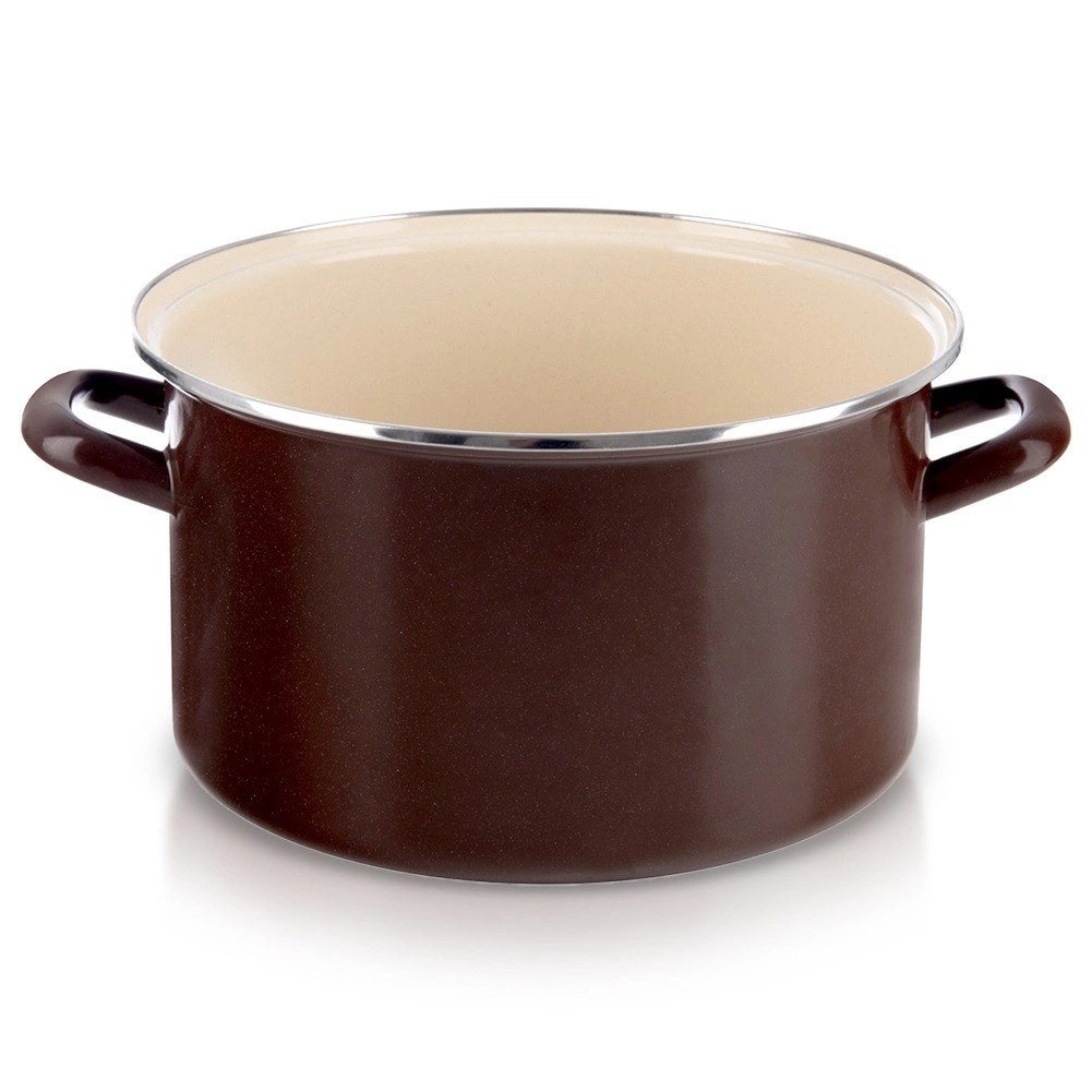 Garnek Emaliowany 10 L ORION BROWN Retro Duży 30 cm Indukcja Zmywarka