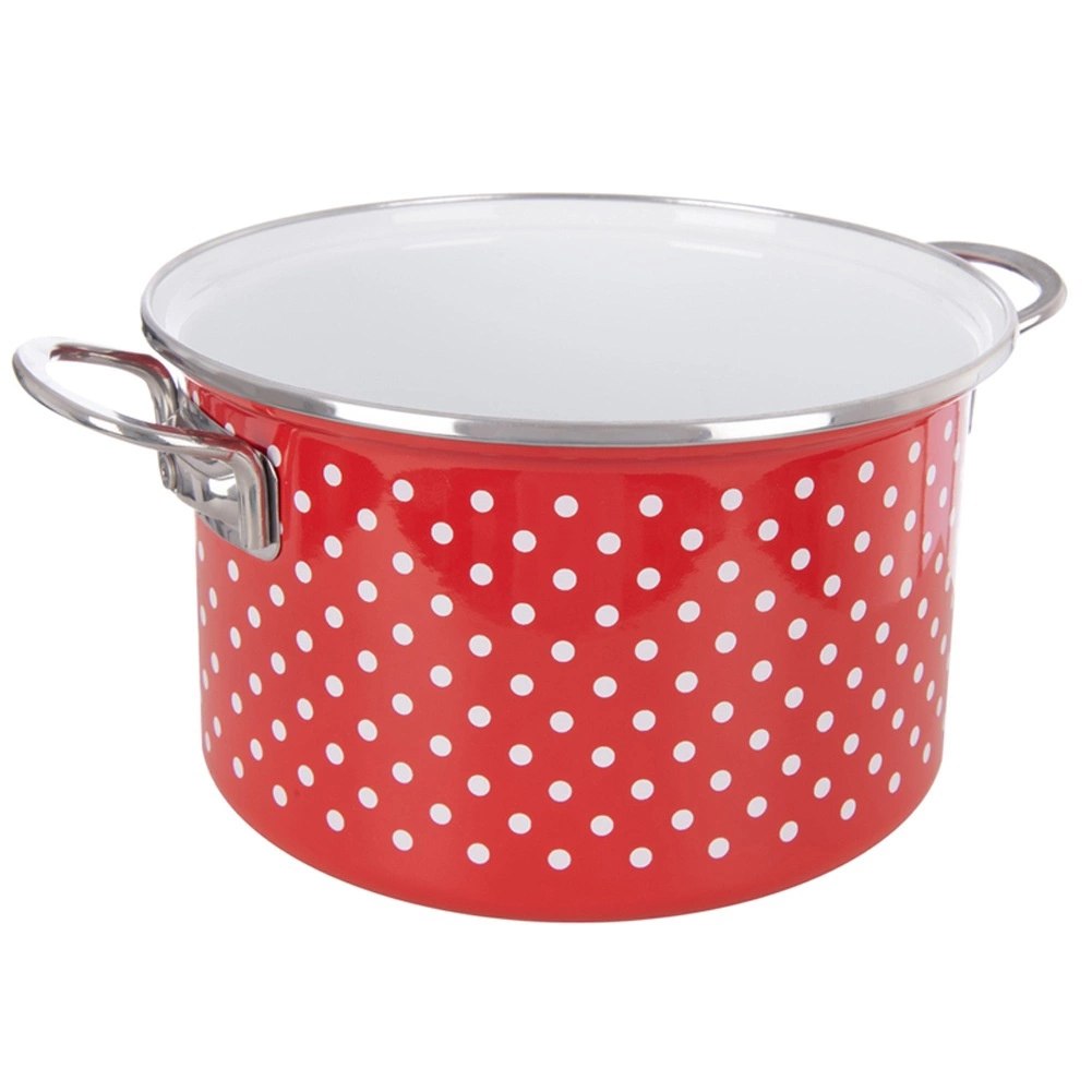 Garnek Emaliowany 4 L ORION TECKA Czerwony 22 cm Indukcja Zmywarka - obrazek 3