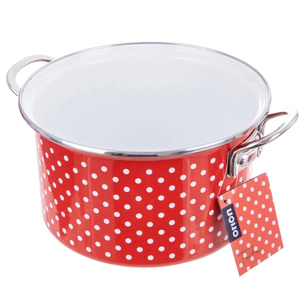 Garnek Emaliowany 4 L ORION TECKA Czerwony 22 cm Indukcja Zmywarka - obrazek 6
