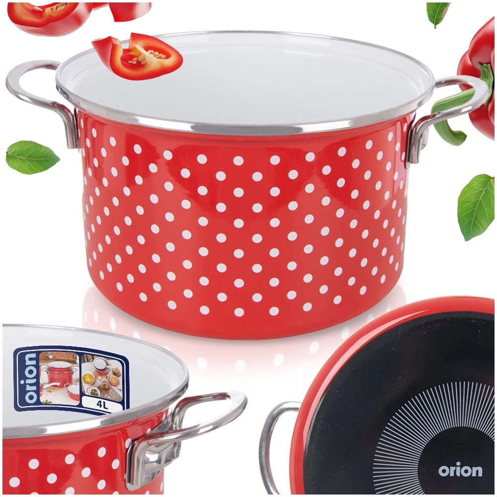 Garnek Emaliowany 4 L ORION TECKA Czerwony 22 cm Indukcja Zmywarka - obrazek 7