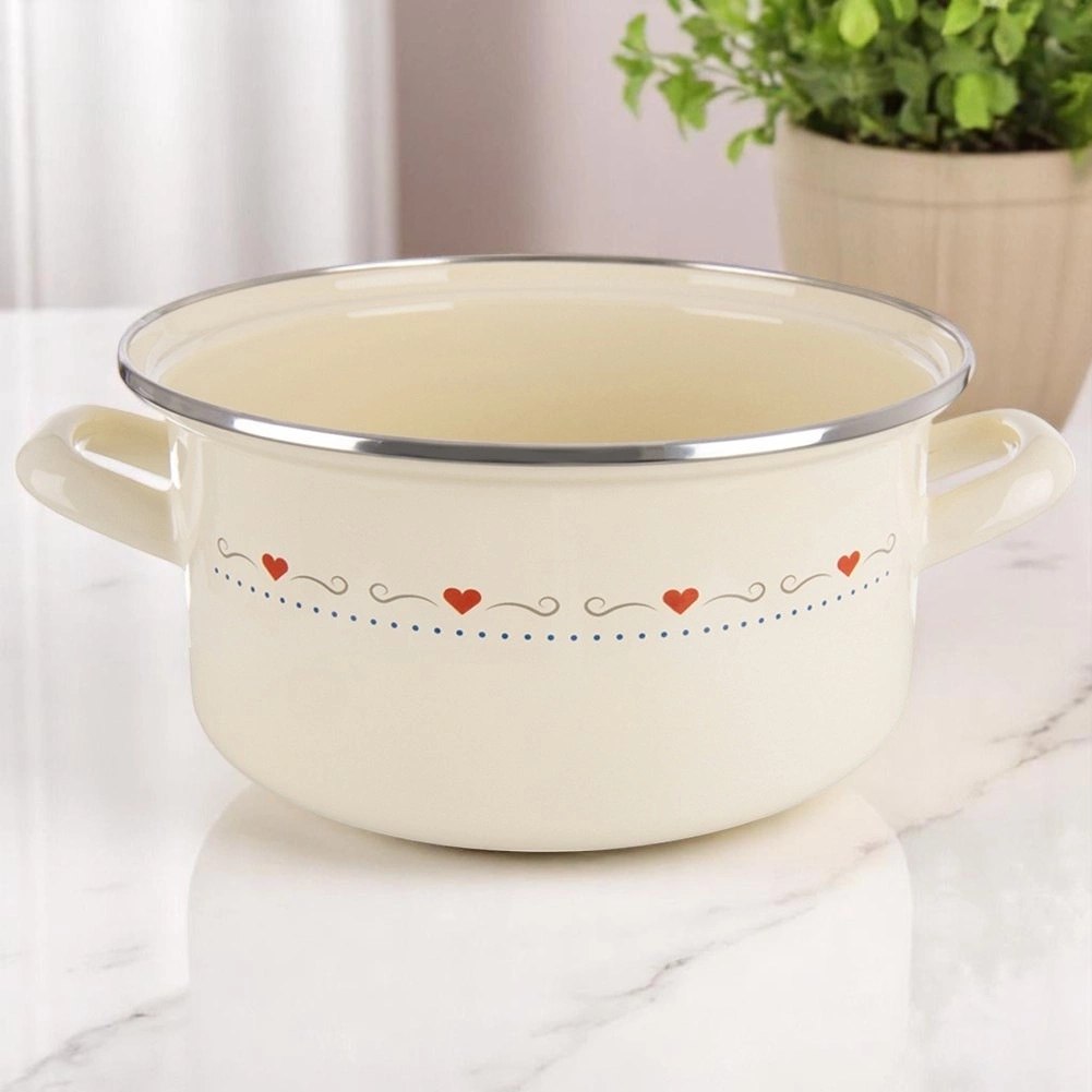 Garnek Emaliowany 4 L ORION TONCA Kremowy 24 cm Indukcja Zmywarka - obrazek 2