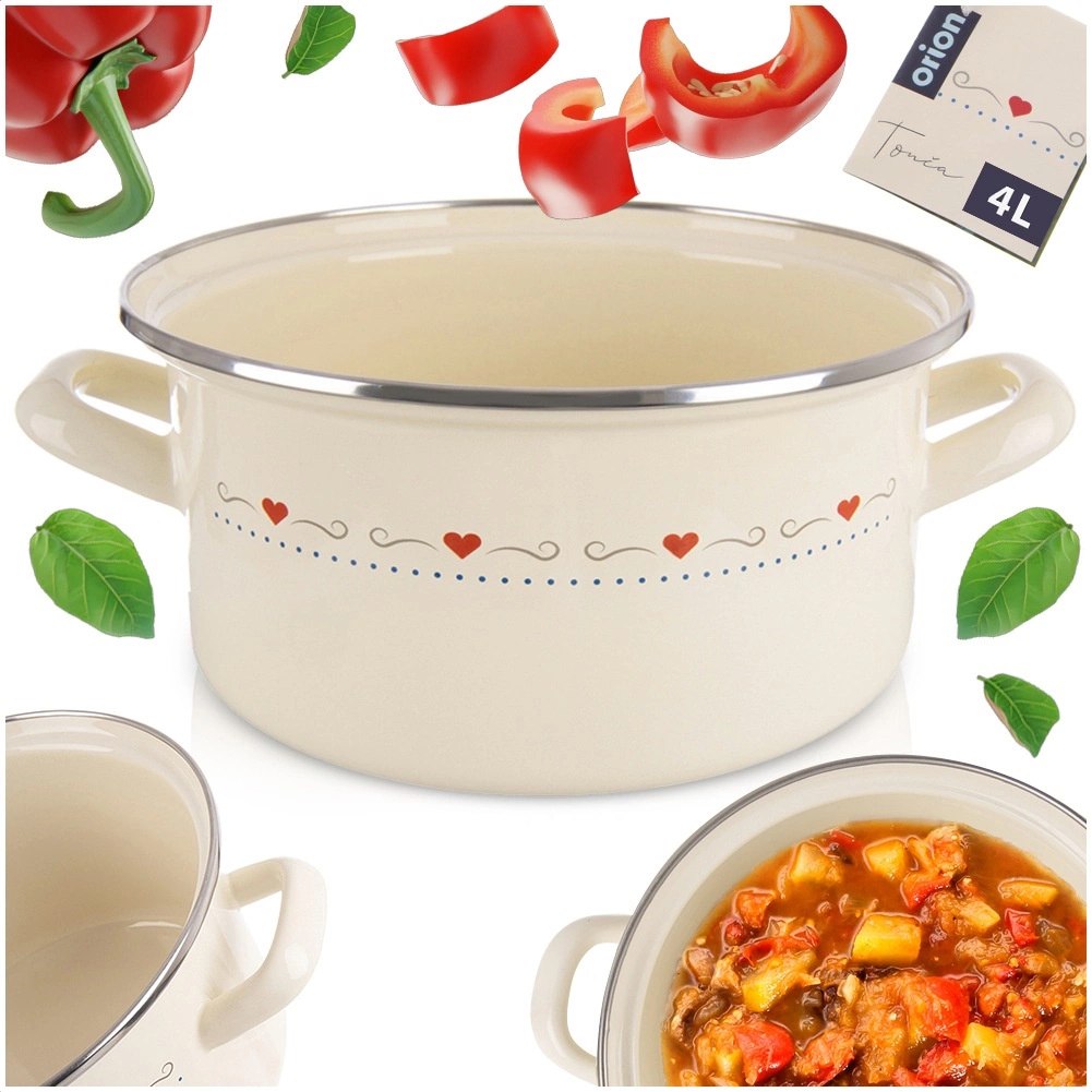 Garnek Emaliowany 4 L ORION TONCA Kremowy 24 cm Indukcja Zmywarka - obrazek 8