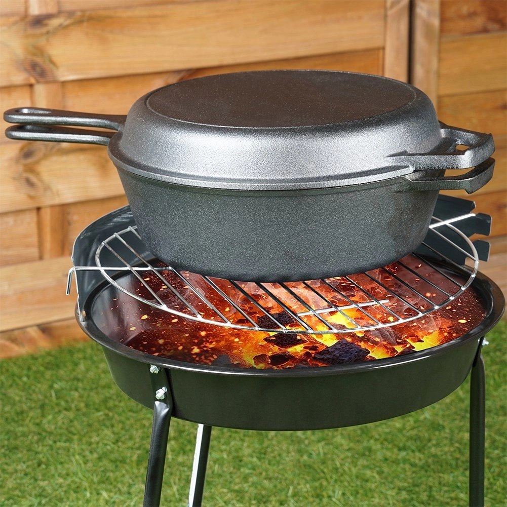 Zestaw Garnek z Patelnią Uchwytem Rączką Żeliwny Solidny Trwały VILDE 42 cm - obrazek 4