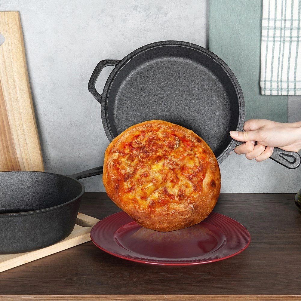 Zestaw Garnek z Patelnią Uchwytem Rączką Żeliwny Solidny Trwały VILDE 42 cm - obrazek 6