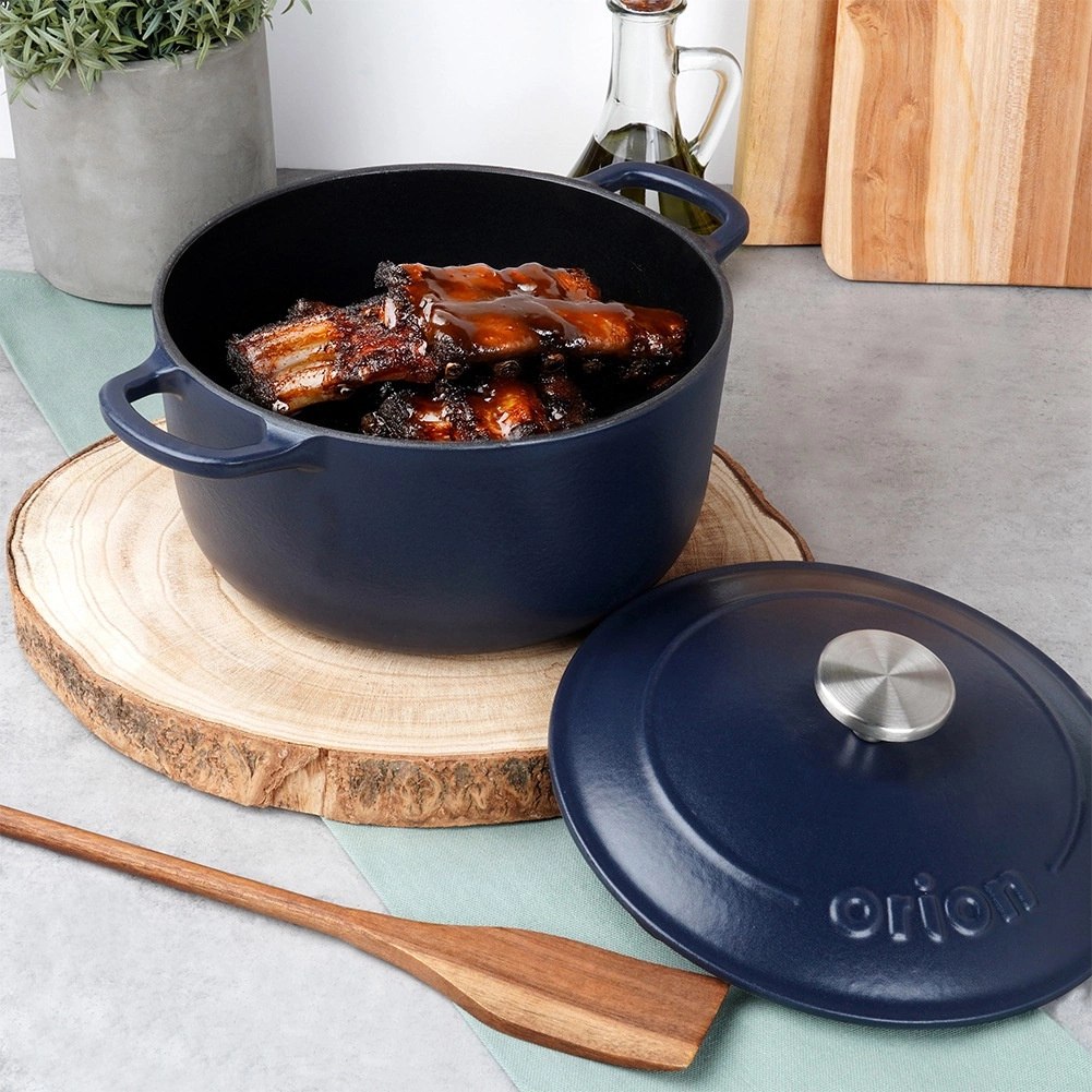 Garnek Żeliwny 3,3 L LITINA Emaliowany 22 cm Granatowy Indukcja - obrazek 6