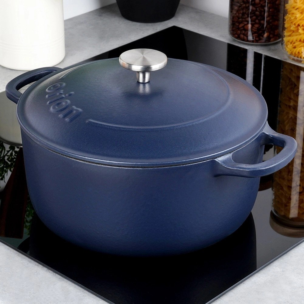 Garnek Żeliwny 5,2 L LITINA Emaliowany 26 cm Granatowy Indukcja - obrazek 2