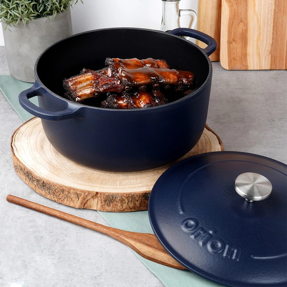 Garnek Żeliwny 5,2 L LITINA Emaliowany 26 cm Granatowy Indukcja - obrazek 6