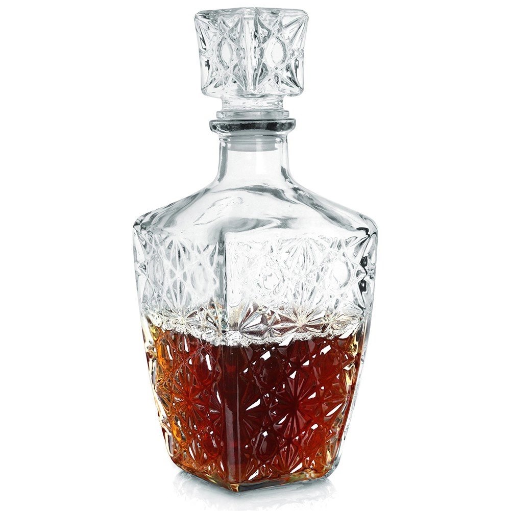 Karafka do Whisky EXCELLENT Szklana 830 ml Zdobiona Korek Prezent
