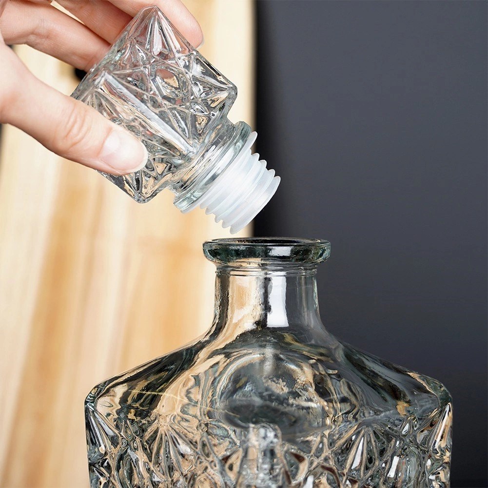Karafka do Whisky EXCELLENT Szklana 830 ml Zdobiona Korek Prezent - obrazek 4