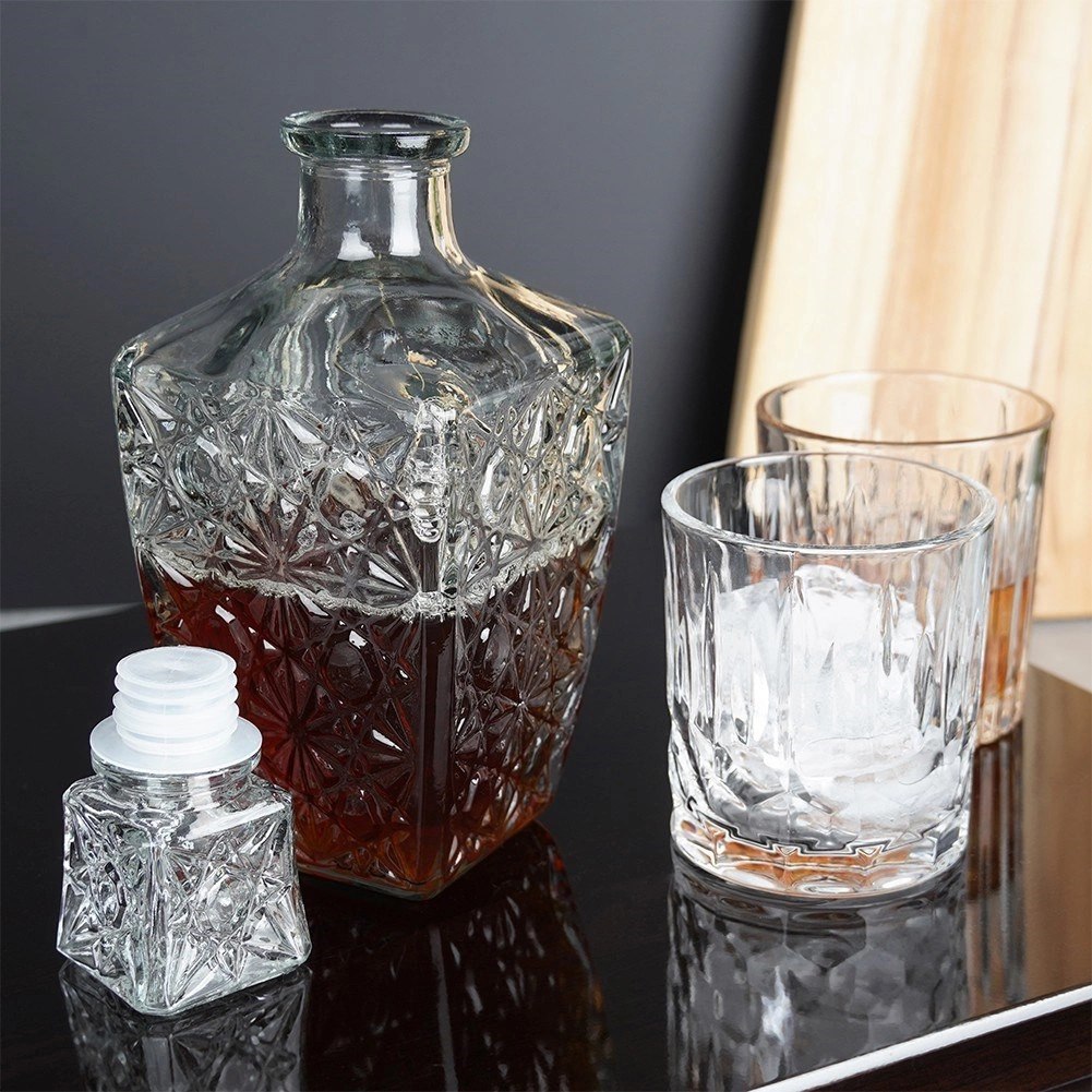 Karafka do Whisky EXCELLENT Szklana 830 ml Zdobiona Korek Prezent - obrazek 5