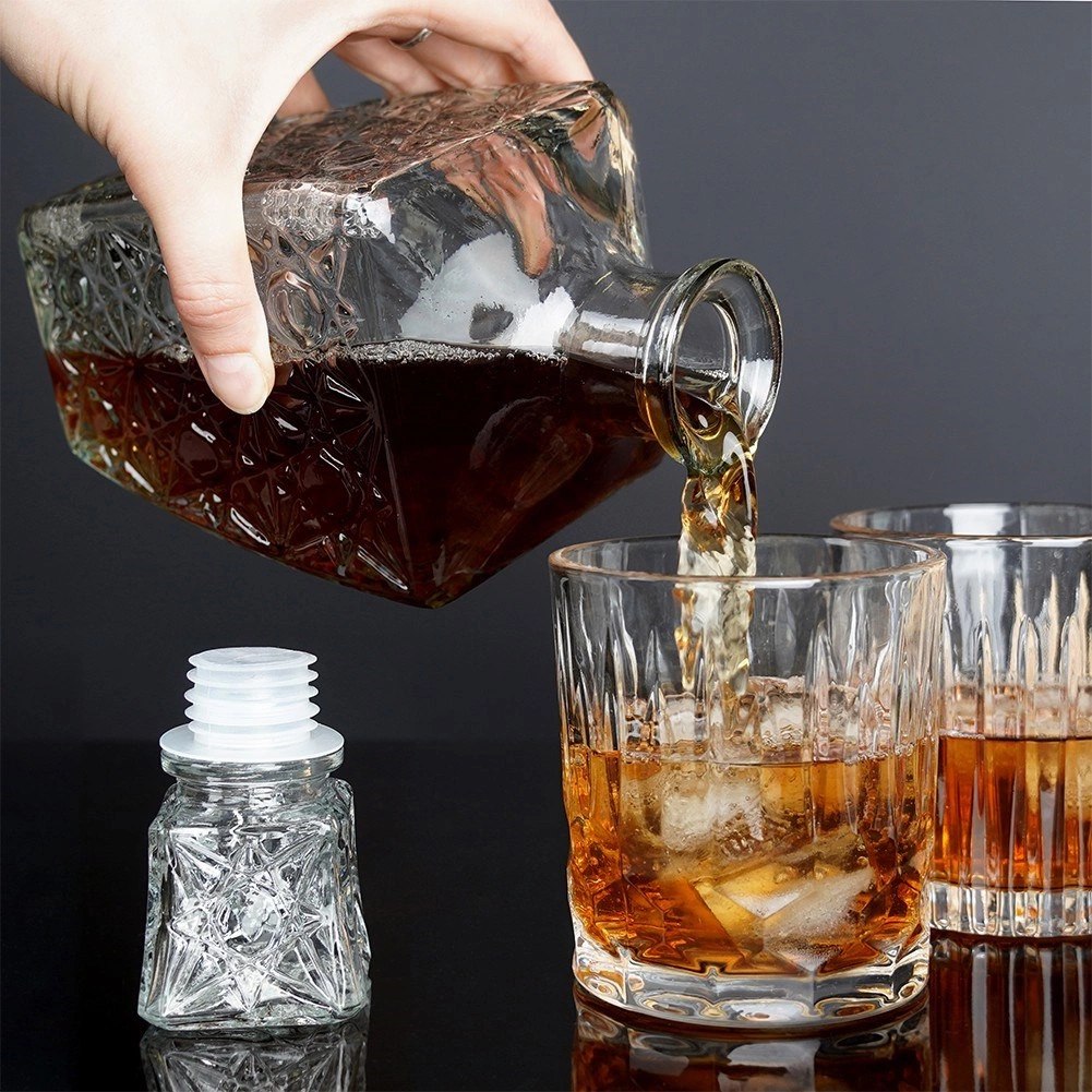 Karafka do Whisky EXCELLENT Szklana 830 ml Zdobiona Korek Prezent - obrazek 6
