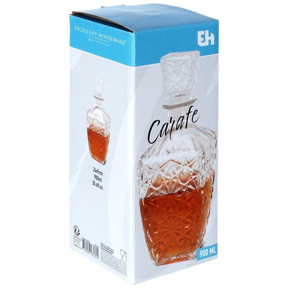 Karafka do Whisky EXCELLENT Szklana 830 ml Zdobiona Korek Prezent - obrazek 8