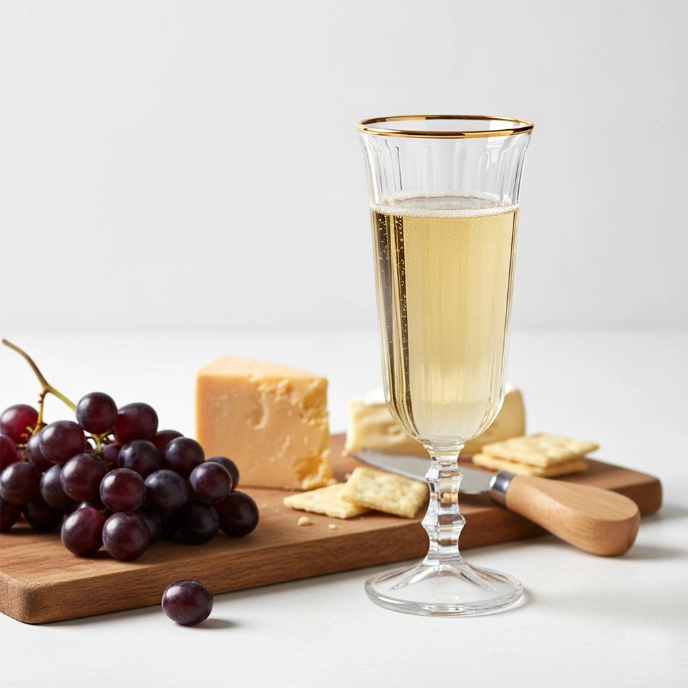 Kieliszek do Szampana Prosecco 120 ml Ryflowany Złoty Rant VILDE Glass - obrazek 2