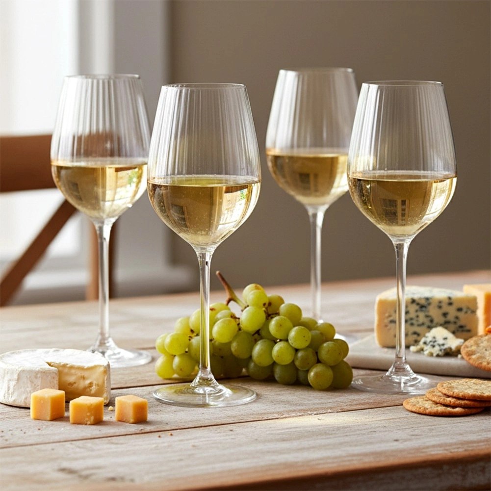Kieliszki do Wina Białego 380 ml Ryflowane Zestaw 4 szt. Glass - obrazek 2